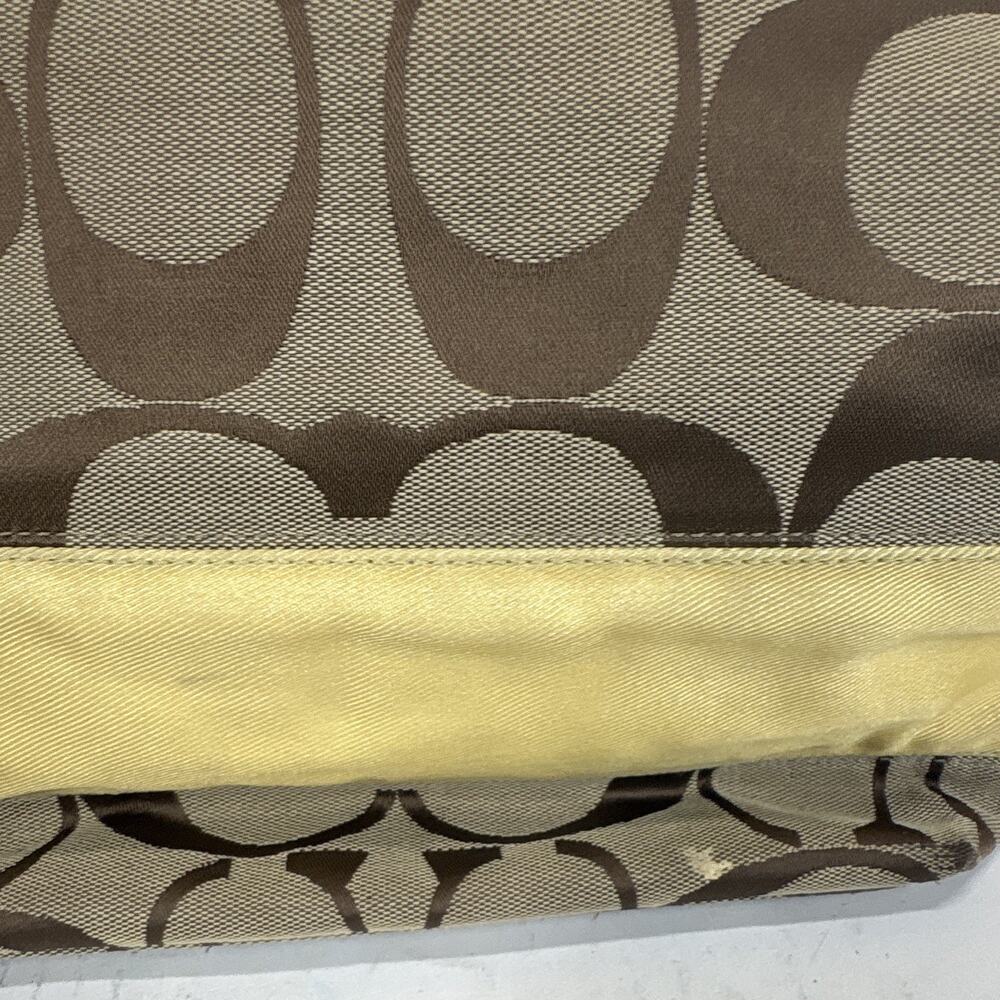 Coach Signature Zip-Top Satchel Handbag Brown/Beige Yellow A1076-F13548 W/wallet - Picture 6 of 16